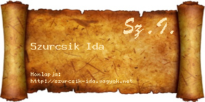 Szurcsik Ida névjegykártya